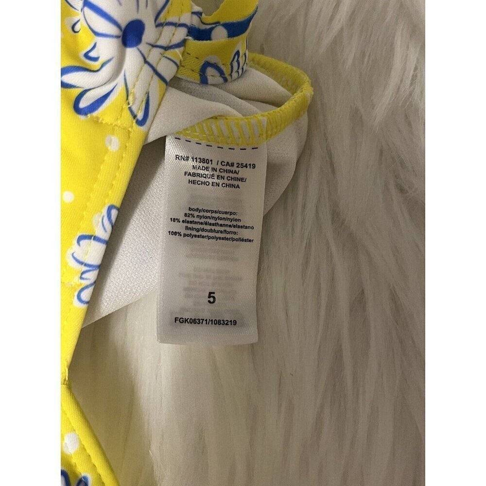 NEW Flapdoodles Girls Size 5 Floral Ruffle One Piece Swimsuit Yellow - Picture 10 of 12